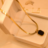 Black Stone Gold Plated Pendant